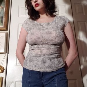Vintage Sparkly Floral Top